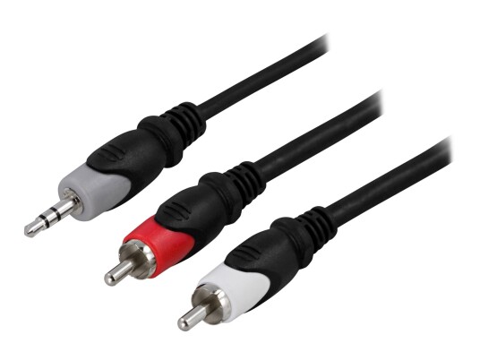 Deltaco 3m Lydkabel 3.5mm til RCA, Svart Deltaco 3m Lydkabel 3.5mm til RCA, Svart