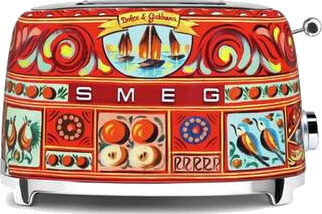 Smeg Dolce & Gabbana 2-skivers Brødrister med Bagelfunksjon Rød