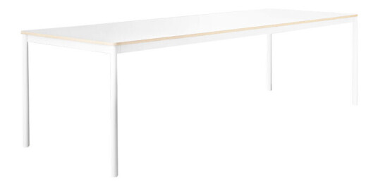Muuto Base spisebord white, plywoodkant, 250 x 90 cm