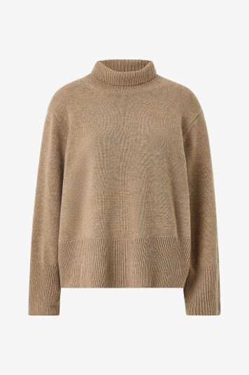Second Female Pullover Alpha Knit T neck Brun