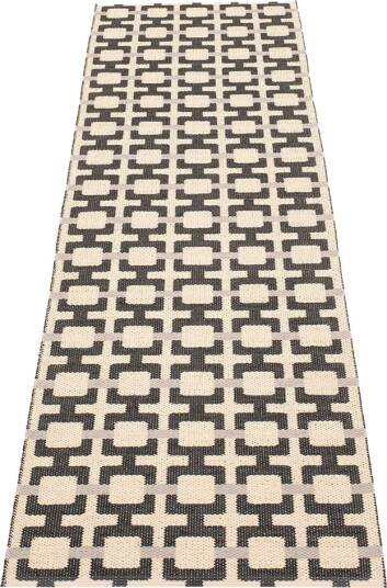 Pappelina Tom teppe Black/Cream/Warm Grey 70 x 240 cm