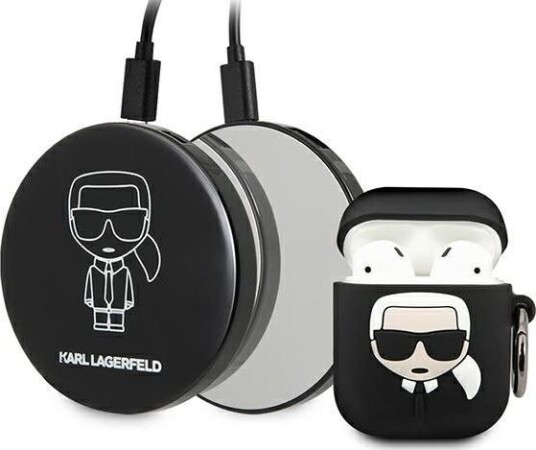 Karl Lagerfeld Ikonik-Bundle - Etui Til Apple Airpods 1/2 + Powerbank Med Speil