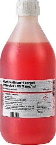 Klorhexidinsprit farget 5 mg/ml liniment 1000 ml Klorhexidinsprit farget 5 mg/ml liniment 1000 ml