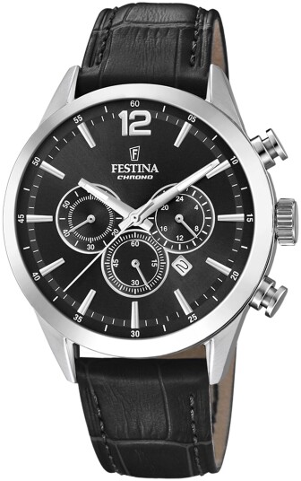 Festina Herreklokke F20542 5 Timeless Sort/Lær Ø44 mm Festina Herreklokke F20542 5 Timeless Sort/Lær Ø44 mm
