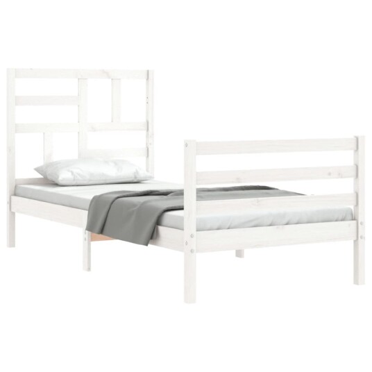 Sengeramme med hodegavl hvit liten enkel heltre 8721012142398