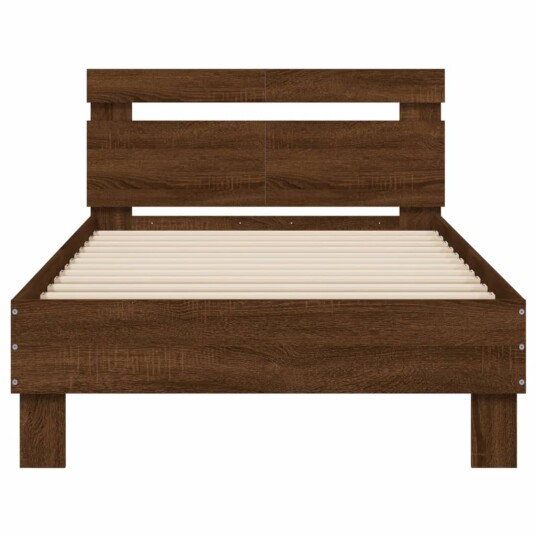 Sengeramme med hodegavl brun eik 100x200 cm konstruert tre 8721012238824