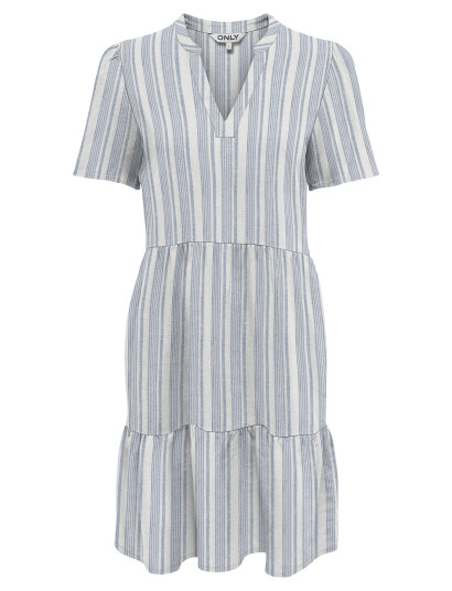 ONLY Onltiri-Caro S/S V-Neck Lin Dress Cc Pnt - Blue - S ONLY Onltiri-Caro S/S V-Neck Lin Dress Cc Pnt - Blue - S