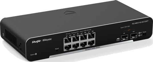 Ruijie RG-NBS3100-8GT2SFP-P Administrert L2 PoE+ Switch 8×GbE 2×SFP 192 Gbps Svart
