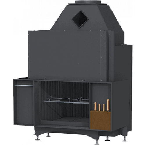 Brunner Urfeuer 5066 kjøkken med sidepanel svart peisinnsats for rett vegg