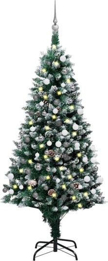 vidaXL Kunstig juletre med LED og kulesett og kongler 180 cm