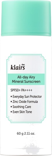 Klairs All-Day Airy Mineral Solkrem SPF 50+ - Nude - 60g Klairs All-Day Airy Mineral Solkrem SPF 50+ - Nude - 60g