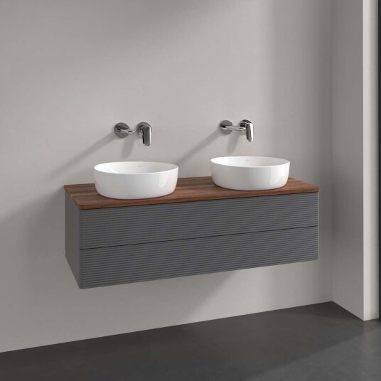 Villeroy & Boch Antao Servantskap med 2 skuffer 120x50x36 cm m/lys Antrasitt/Valnøtt Villeroy & Boch Antao Servantskap med 2 skuffer 120x50x36 cm m/lys Antrasitt/Valnøtt