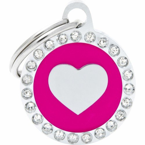 Kattinorge Myfamily Glam Strass ID-merke med hjerte Rosa
