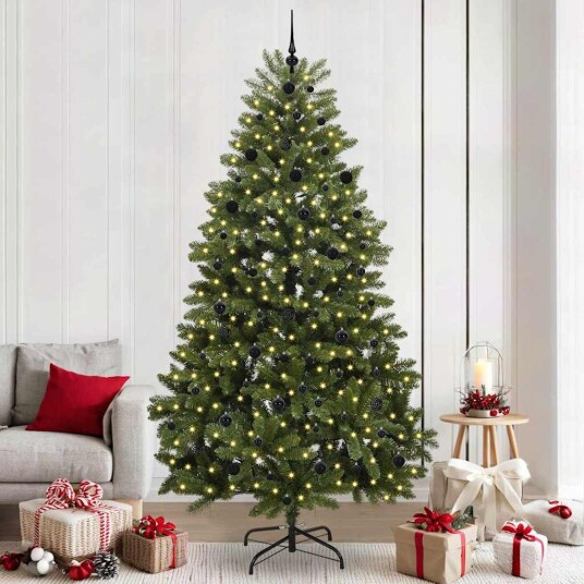  Kunstig juletre med LED  stripelys grønn 240 cm PVC og metall