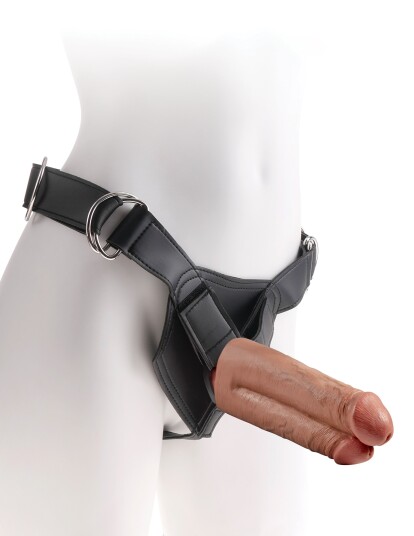 King Cock Two Cocks One Hole Strap On 17.8cm Tan
