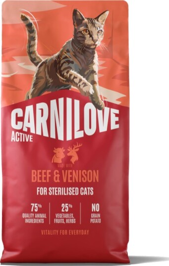 Carnilove Adult Active Sterilised Tørrfôr Okse & Viltkjøtt 6kg