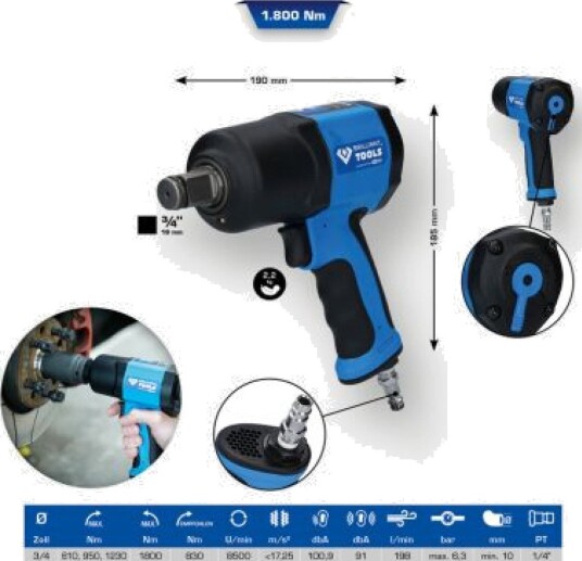 KS TOOLS BT160200 Slagskrutrekker (trykkluftdrevet)