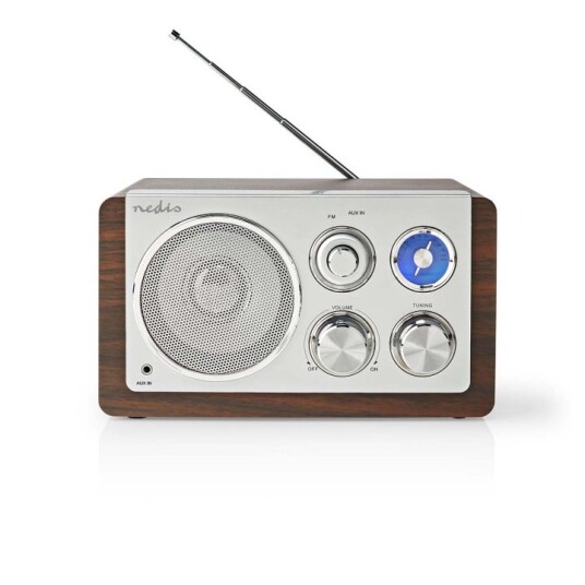 Nedis FM-radio | Bord design | FM | Nettstrøm drevet | Analog | 15 W | IP20 | Brun Nedis FM-radio | Bord design | FM | Nettstrøm drevet | Analog | 15 W | IP20 | Brun