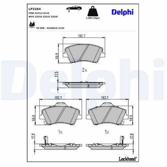 Bremseklosser DELPHI LP3264
