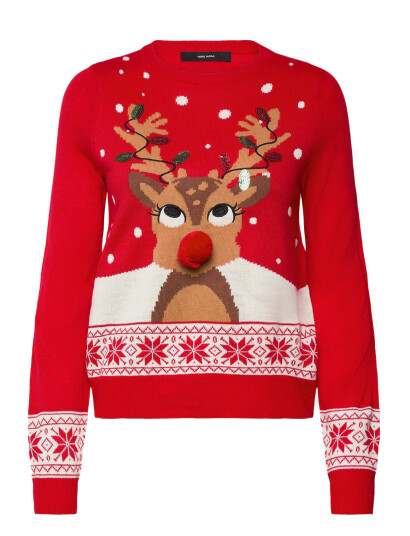 Vero Moda Vmfrostydeer Ls O Neck Pull. Xmas Box   Red   XS