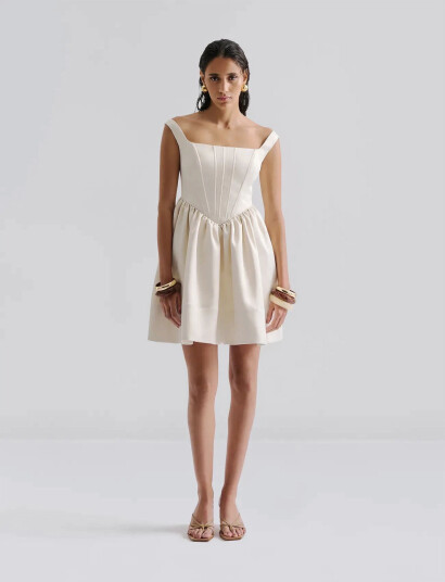 Malina Livia Drop Waist Mini Dress Cream 38 Malina Livia Drop Waist Mini Dress Cream 38