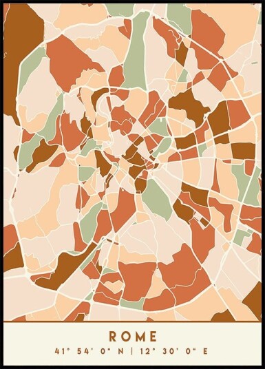 Black Maps Earth Tones 72 Plakat Plakat / 50x70cm