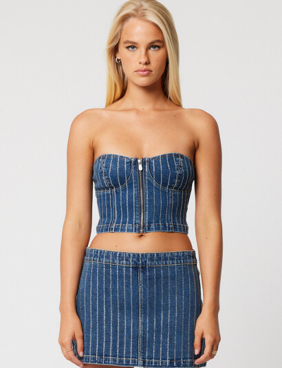 ABRAND Academia Bustier Petra Diamante Mid Vintage Indigo - Blue - XS ABRAND Academia Bustier Petra Diamante Mid Vintage Indigo - Blue - XS