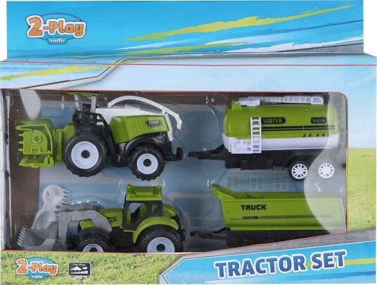 2-Play Leketraktor Og Skurtresker Med 2 Tilhengere 24 Cm Fra 3 År 2-Play Leketraktor Og Skurtresker Med 2 Tilhengere 24 Cm Fra 3 År