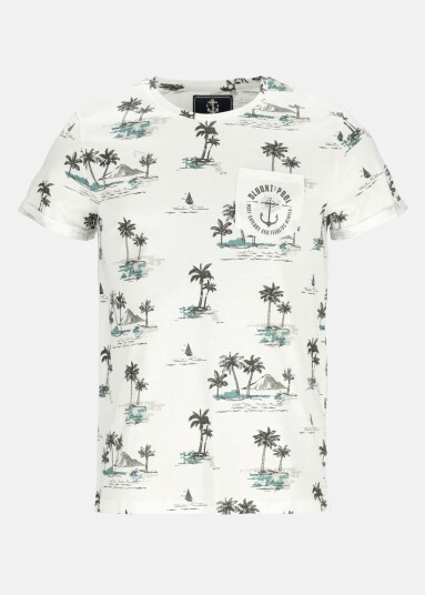 Blount & Pool Tropical Pocket Tee White Volcano Aop 2xl Strandklær