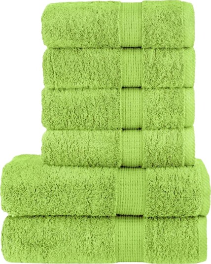 vidaXL Premium håndklesett 6 deler SOLUND eplegrønn 600 g/m2 vidaXL Premium håndklesett 6 deler SOLUND eplegrønn 600 g/m2