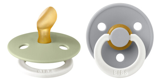 BIBS Pacifier Colour Latex Anatomical Sage Glow/Cloud Glow Size 1