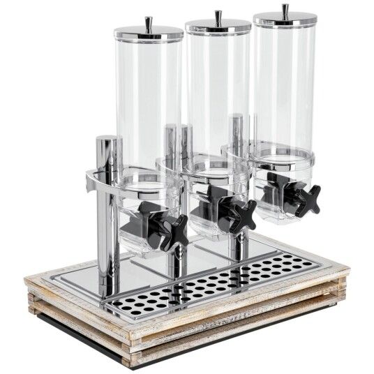 VEGA Müslidispenser komplett Natchez dobbel GN 1/1; Størrelse GN 1/1 57.5x37x65 cm  LxBxH ; Vintagehvit/Transparent/Stålgrå; Rektangulær