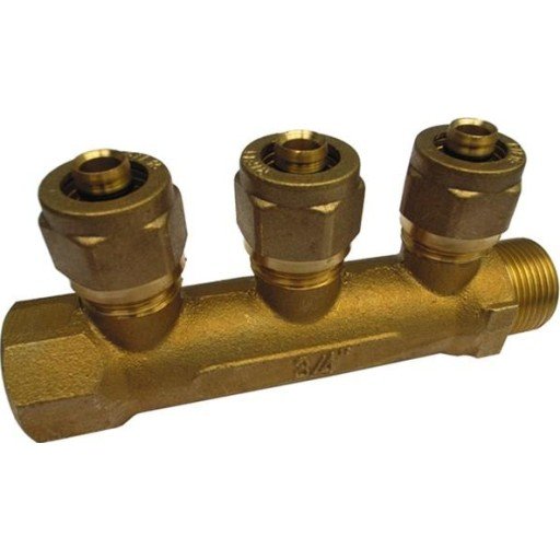 Samlestokk 3/4" fast muffe 3 kurser 15 mm