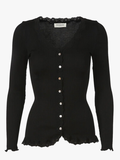 Rosemunde Babette Long Sleeve V-neck Lace Cardigan Sort XL