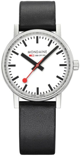 Mondaine Dameklokke MSE.35110.LBV Evo2 Hvit/Lær Ø35 mm