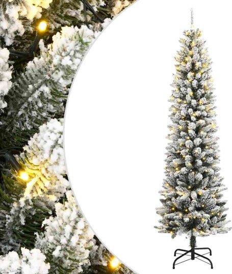  Kunstig juletre med 150 LED og flokket snø 120 cm