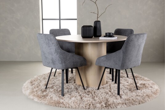 Venture Home Olivia Spisegruppe 110 cm Rund med 4 Rosie Stoler Whitewash
