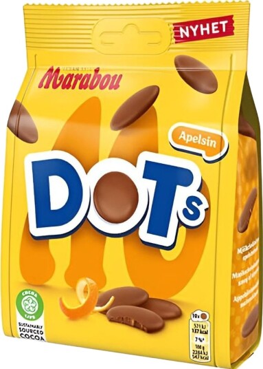 Marabou Dots Apelsin Sjokoladebiter med Appelsinsmak 120 gram