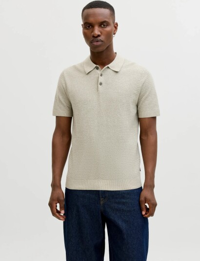 Jack & Jones Jprbluriley Knit Polo Ss Sn Beige L Jack & Jones Jprbluriley Knit Polo Ss Sn Beige L