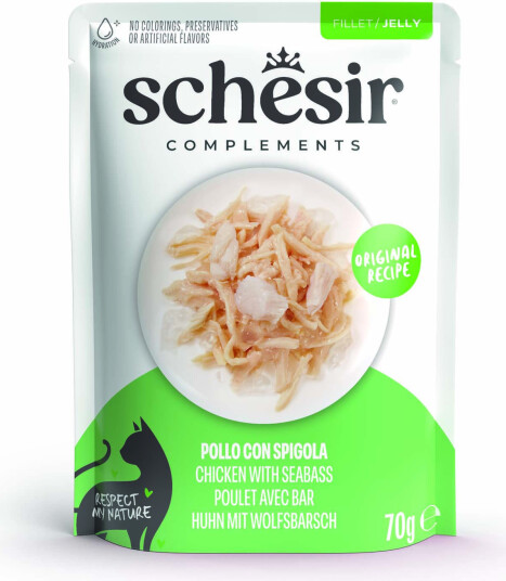 Schesir Våtfôr Complements Filet I Gelé Med Havabbor Kylling 6 X 70 G
