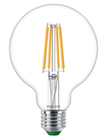 Philips Led-Filamentlyspære Form: G95 Klar Finish E27 4 W Ekvivalent 60 Klasse A Varmt Hvitt Lys 2700 K
