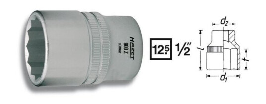 Hazet 900Z 900Z-17 Yder-Dobbeltsekskant Topnøgleindsats 17 Mm 1/2 (12,5 Mm) Hazet 900Z 900Z-17 Yder-Dobbeltsekskant Topnøgleindsats 17 Mm 1/2 (12,5 Mm)