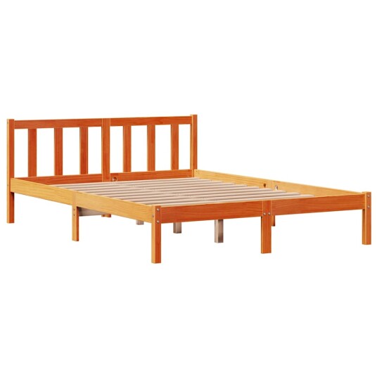 Sengeramme med hodegavl voksbrun 140x200 cm heltre furu 3306598