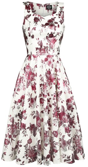 H&R London Rockabilly Middellang kjole Aphrodite Metallic Swing Dress XS til 5XL Damer hvit