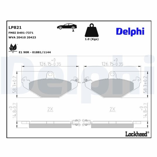 Bremseklosser DELPHI LP821 Bremseklosser DELPHI LP821