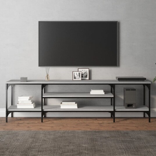 vidaXL TV-benk grå sonoma 161x35x45 cm konstruert tre og jern