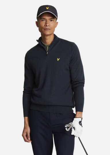 Golf Quarter Zip Merino Jumper Dark Navy M  Strikkede