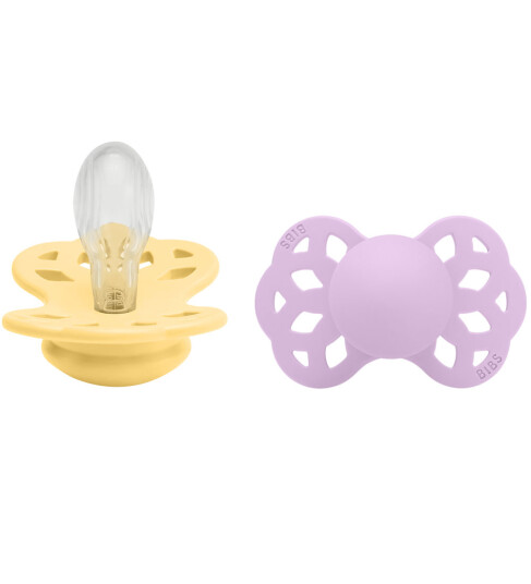 BIBS® Smokk Infinity symmetrisk smokk 6-18 måneder Pale Butter/Violet Sky 2 stk.