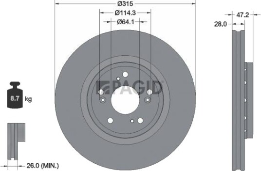 PAGID 55833NC Bremseskive PAGID 55833NC Bremseskive
