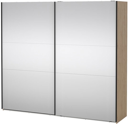 Como skyvedørsskap 2 dører med speil 245x220cm eik dekor.